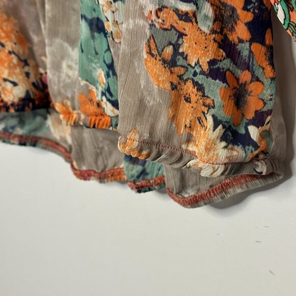 Fig and Flower Anthropologie Peasant Top Womens Medium Sheer Boho Floral Fairy - Picture 5 of 10